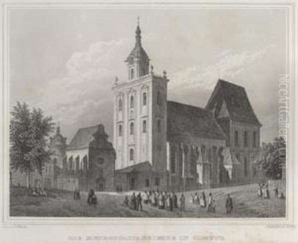 Cathedral Of Olomouc Before The Neo-gothic Restoration Oil Painting by Karl Wurbs