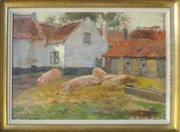 Cour De Ferme. Oil Painting by Xavier Wurth