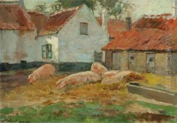 Cour De Ferme Oil Painting by Xavier Wurth