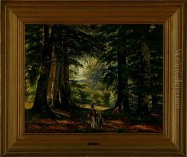 View Of Charlottenlund Forest, Denmark Oil Painting by Carl Gotfred Wurtzen