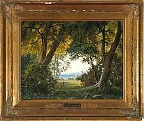 A Landscape With A View From Denmark To Kullen In Sweden Oil Painting by Carl Gotfred Wurtzen