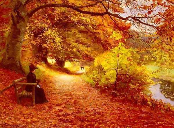 A Wooded Path In Autumn Oil Painting by Hans Anderson Brendekilde