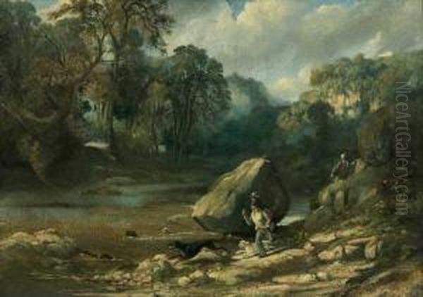 The Otter Hunt Oil Painting by Alexander Wust