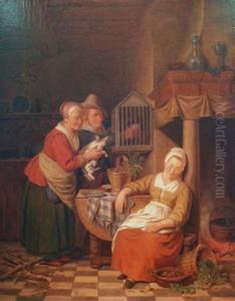 The Sleeping Kitchen Maiden Oil Painting by Christoffel Wust