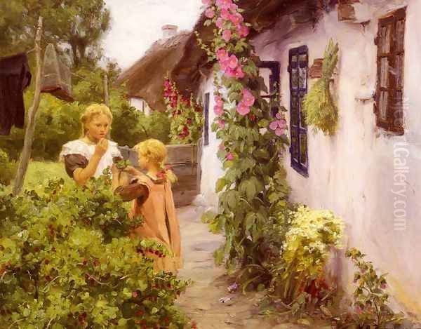 The Cottage Garden Oil Painting by Hans Anderson Brendekilde