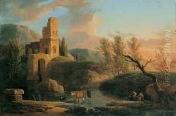 Landschaft Mit Burgruine. Oil Painting by Heinrich Wust