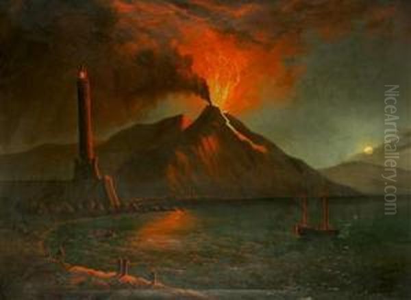 Eruption Of Vesuvius Oil Painting by Michael Wutky