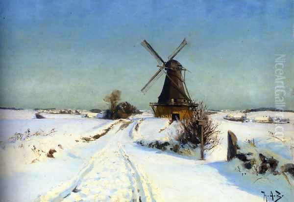 Vindmoue (A Windmill) Oil Painting by Hans Anderson Brendekilde