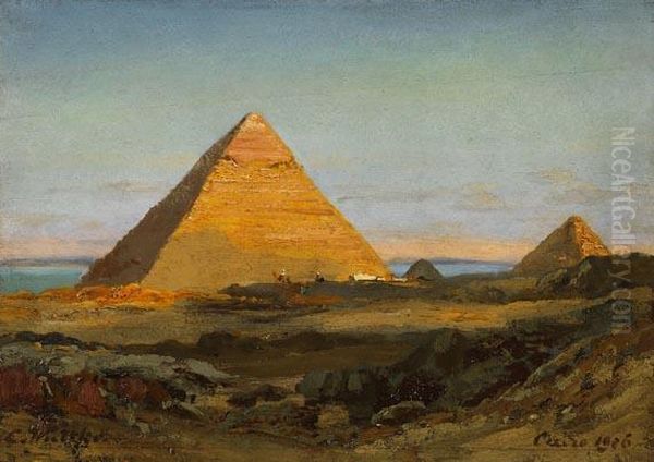 Die Pyramiden Von Gizeh Oil Painting by Carl Wuttke