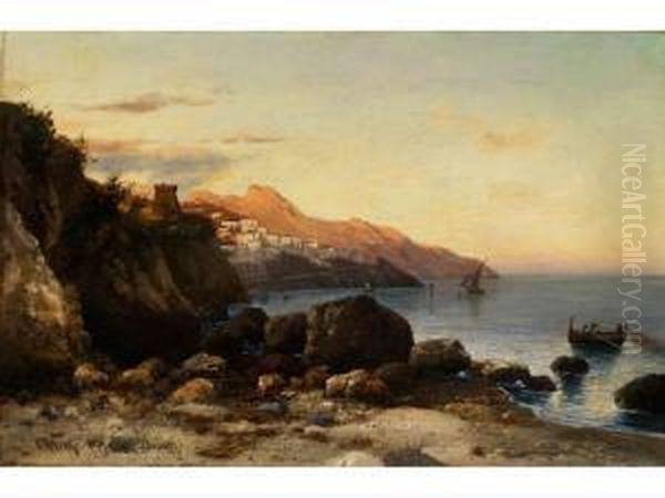 Die Bucht Von Amalfi Oil Painting by Carl Wuttke