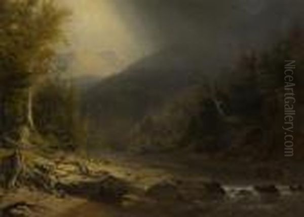 Mountain Stream Oil Painting by Alexander Helwig Wyant