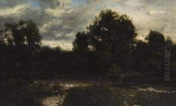 A Pond Amongst The Trees Oil Painting by Alexander Helwig Wyant