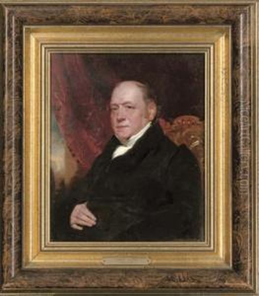 Portrait Of Sir George Farrant (c.1770-1844), Seated Half-length, In A White Shirt And Black Coat Oil Painting by Henry Wyatt