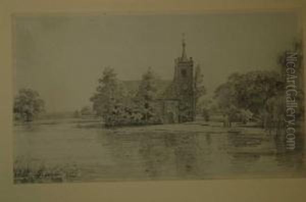 A Church Oil Painting by Henry Wyatt