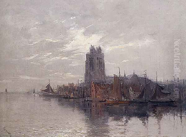 A View of Dordrecht Oil Painting by Frank Myers Boggs