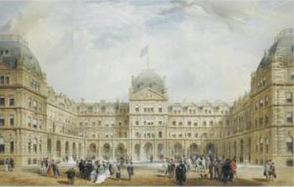 View Of The Quadrangle Of The New Liverpool Exchange Oil Painting by Thomas Henry Wyatt