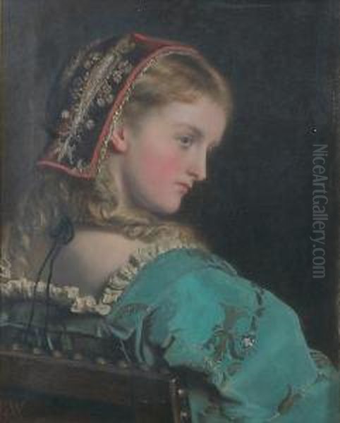 Portrait Study Of A Young Lady Oil Painting by Francis John Wyburd