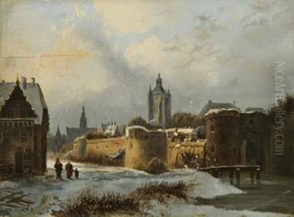 Romantische Verschneite Stadtansicht Oil Painting by Francis John Wyburd