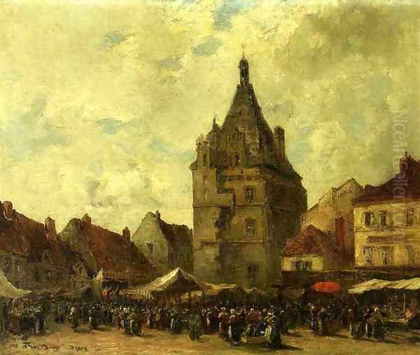 Market Day Dreux Oil Painting by Frank Myers Boggs