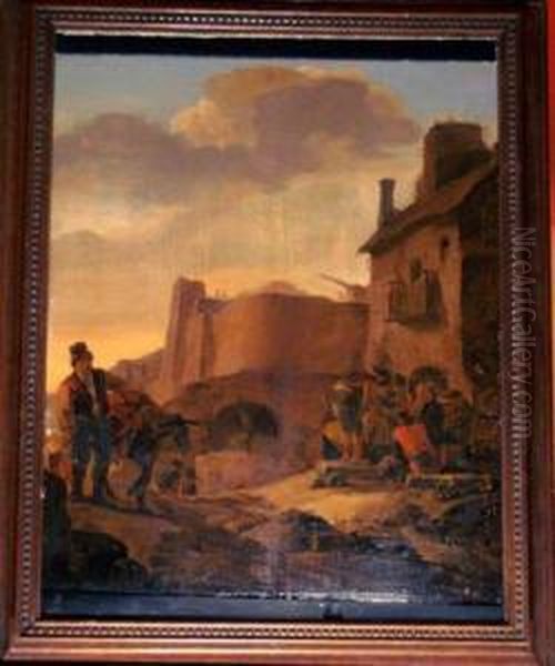 Farmers At Aitaliante Town Oil Painting by Thomas Wyck