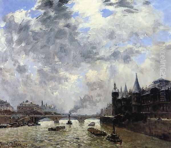 The Seine At Paris Oil Painting by Frank Myers Boggs