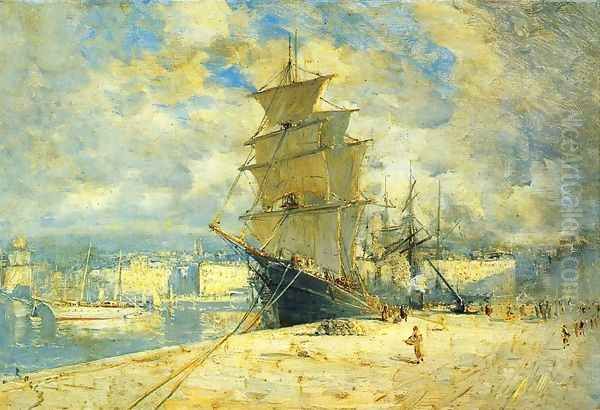 In Port Oil Painting by Frank Myers Boggs