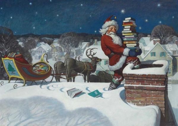 Santa Oil Painting by Newell Convers Wyeth