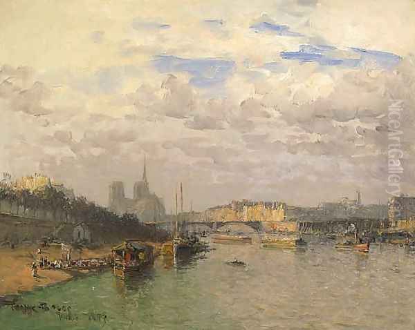 La Seine at Norte Dame Oil Painting by Frank Myers Boggs