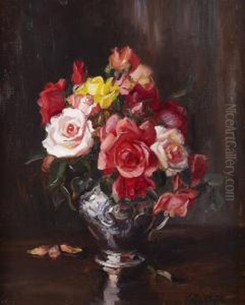 A Still Life Of Roses Oil Painting by Kate Wylie