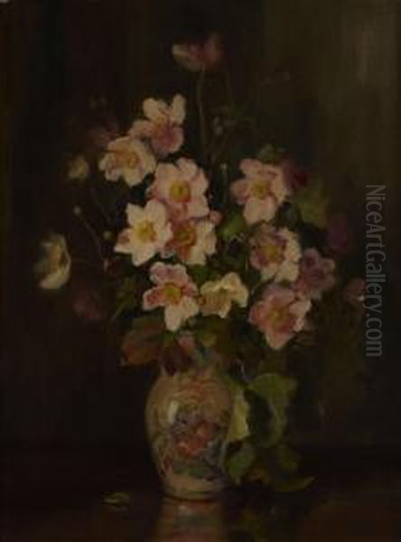 A Still Life Of Anenomes Oil Painting by Kate Wylie