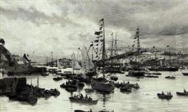 The Regatta At Falmouth Oil Painting by Charles William Wyllie