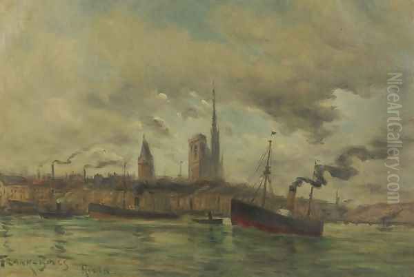 Harbour at Rouen Oil Painting by Frank Myers Boggs