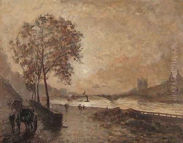 La Seine, vue sur Notre-Dame Oil Painting by Frank Myers Boggs