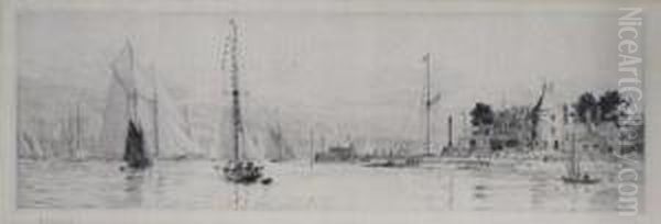 Royal Yacht Squadron Cowes Oil Painting by William Lionel Wyllie