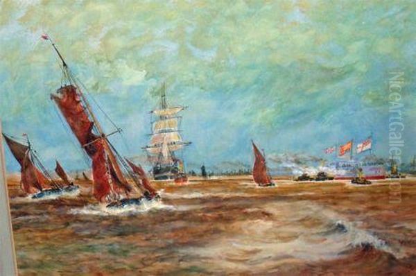 Shipping At Sea Oil Painting by William Lionel Wyllie