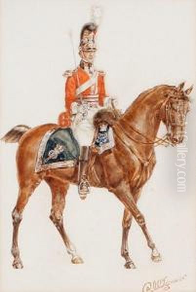 An Officer Of The 1st Royal Dragoons Oil Painting by Reginald Augustus Wymer