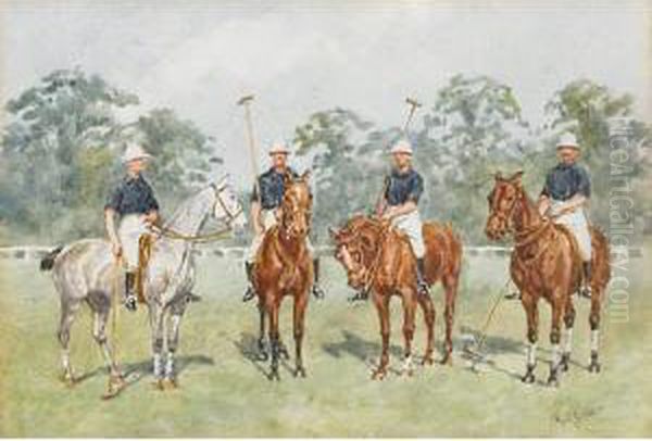 Polo Team Oil Painting by Reginald Augustus Wymer