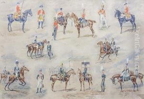 A Cavalry Regiment Oil Painting by Reginald Augustus Wymer