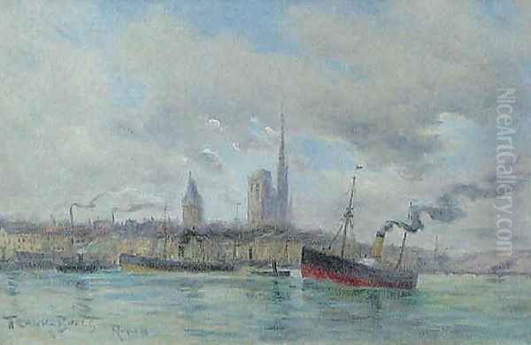 The Harbor at Rouen Oil Painting by Frank Myers Boggs