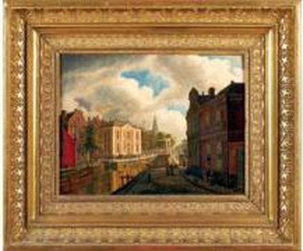 Vue D'une Ville En Hollande Oil Painting by Augustus Wijnantz