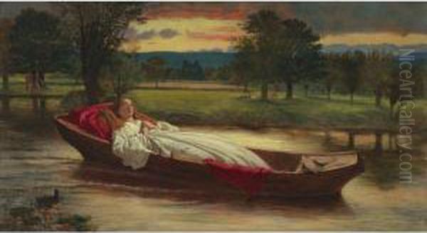 The Lady Of Shallot Oil Painting by David Wilkie Wynfield