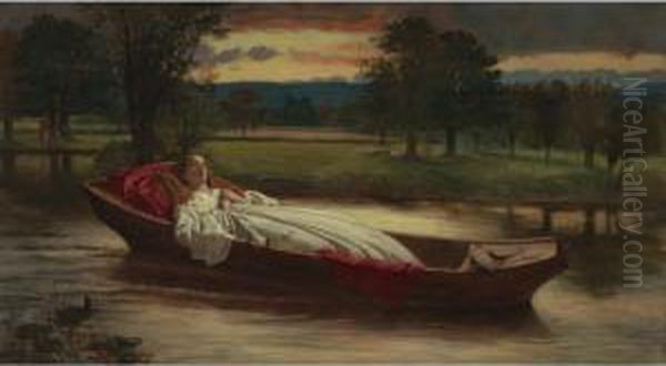 Lady Of Shallot Oil Painting by David Wilkie Wynfield