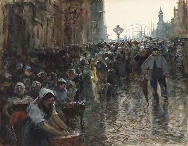 Crowded Street Scene, Paris Oil Painting by Frank Myers Boggs