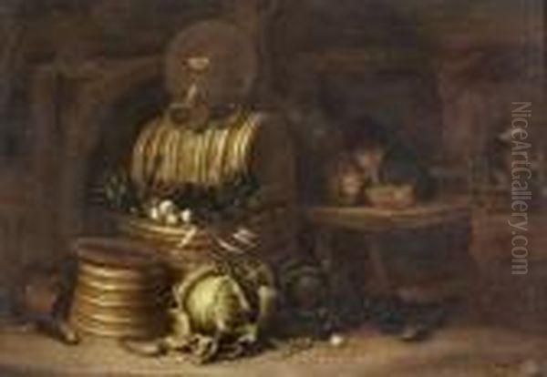 Homme Attable Dans Un Interieur De Cuisine Oil Painting by Dirck Wyntrack