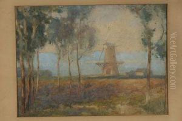 Windmill In A Landscape Oil Painting by Henry Taylor Wyse