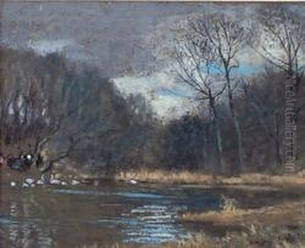 Feeding The Swans Oil Painting by Henry Taylor Wyse