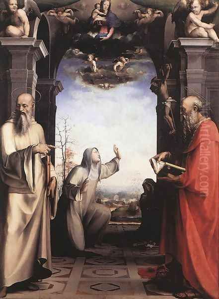 Stigmatization of St Catherine of Siena c. 1515 Oil Painting by Domenico Beccafumi