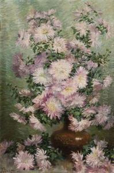 Chrysanthemes Oil Painting by Juliette Wytsman