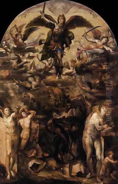 Fall of the Rebel Angels c. 1524 Oil Painting by Domenico Beccafumi