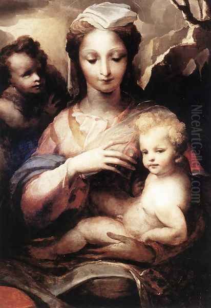 Madonna with the Infant Christ and St John the Baptist c. 1540 Oil Painting by Domenico Beccafumi